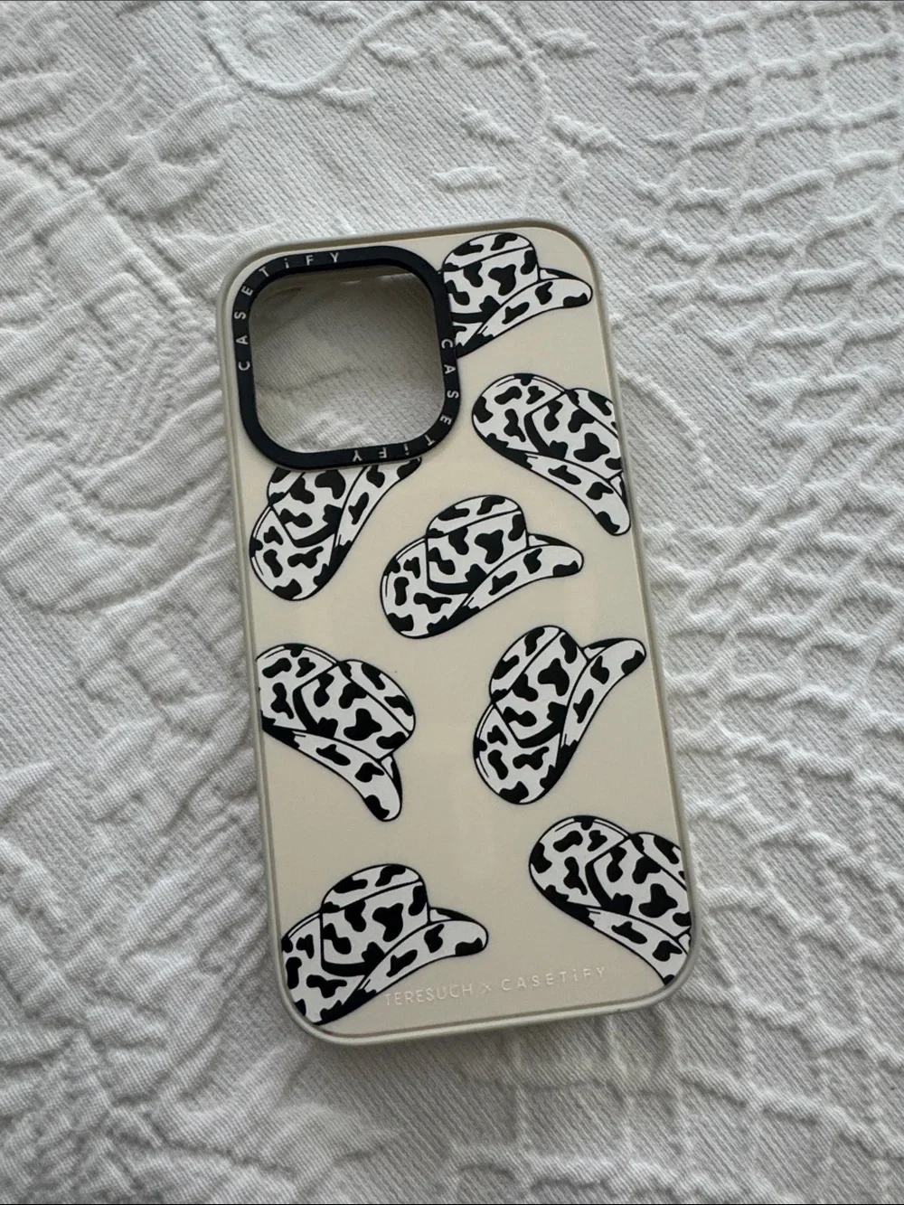 Casetify Black and White Cowboy Hat Pattern iPhone Case